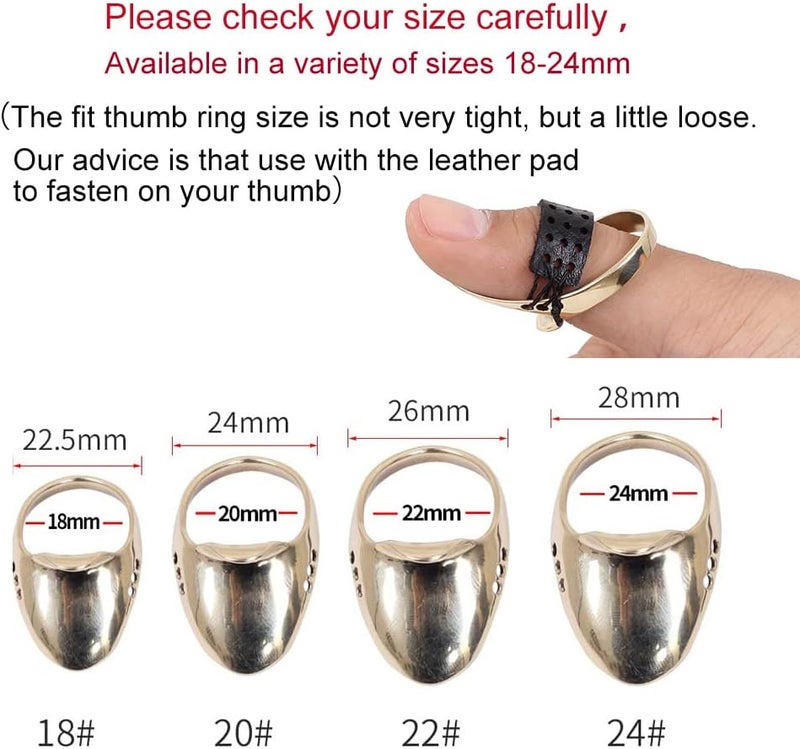 SOPOGER Archery Thumb Ring Handmade Brass Thumb Draw Release Finger Tab Bow Finger Guard Traditional Recurve Bow Hunting Finger Protector Shooting Ring Safety Accessories - Image 2